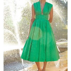 Anthropologie Tracy Reese Parted Emerald Green Taffeta Dress - Size 2